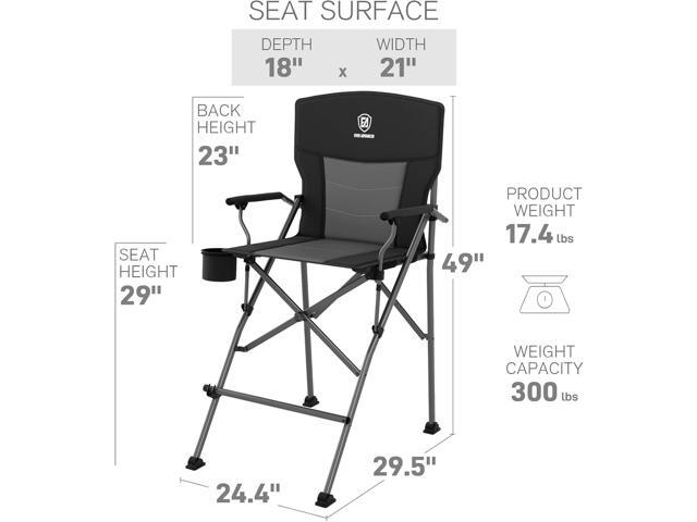 EVER ADVANCED Tall Directors Chair with Cup Holder 31', Bar Height Folding Chair for Camping, Sports with Carry Bag, Mesh Pockets and Footrest,...