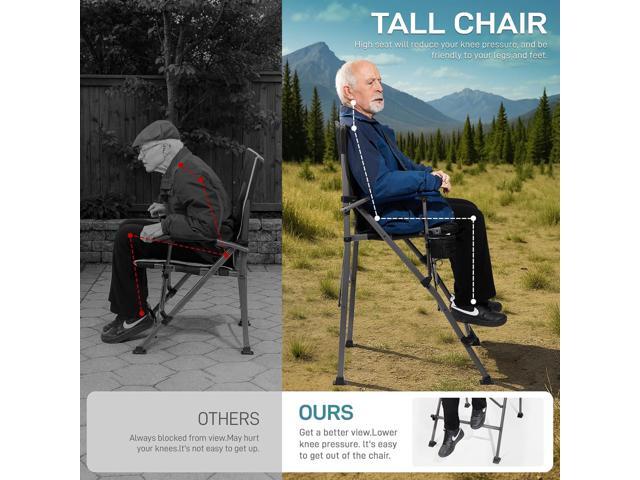 EVER ADVANCED Tall Directors Chair with Cup Holder 31', Bar Height Folding Chair for Camping, Sports with Carry Bag, Mesh Pockets and Footrest,...
