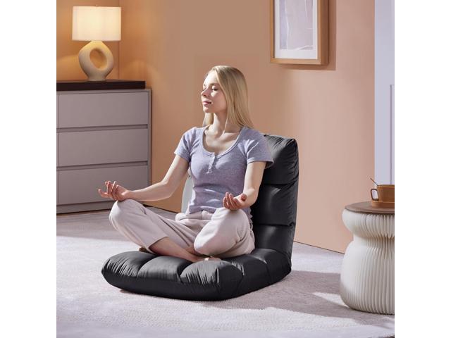 Yaheetech Floor Folding Chair with Back Support, Padded Folding Gaming Sofa Chair with 14 Adjustable Backrest, Adults Couch Recliner, Floor Seating...