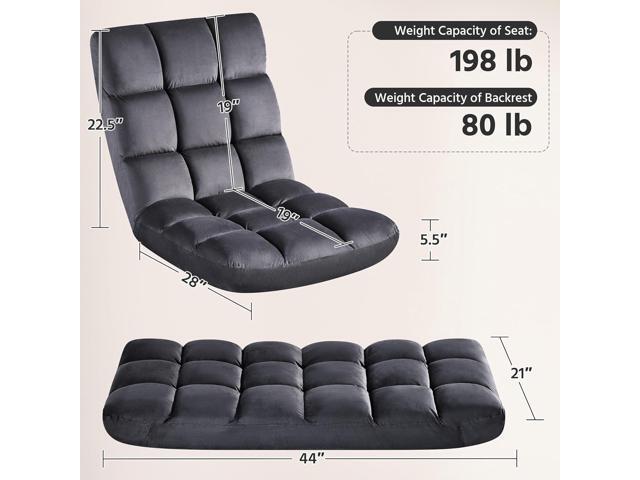 Yaheetech Floor Folding Chair with Back Support, Padded Folding Gaming Sofa Chair with 14 Adjustable Backrest, Adults Couch Recliner, Floor Seating...