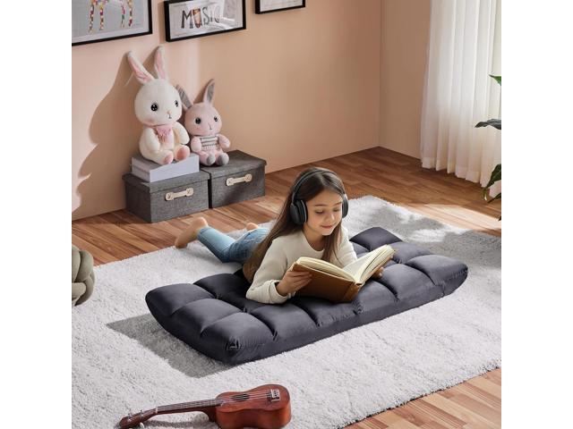 Yaheetech Floor Folding Chair with Back Support, Padded Folding Gaming Sofa Chair with 14 Adjustable Backrest, Adults Couch Recliner, Floor Seating...