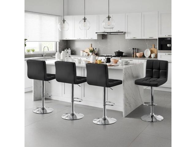 Yaheetech Bar Stools Set of 4, PU Leather Swivel Barstools, Height Adjustable Counter Chairs, Modern Stools with Back for Bar Kitchen Island Dining...