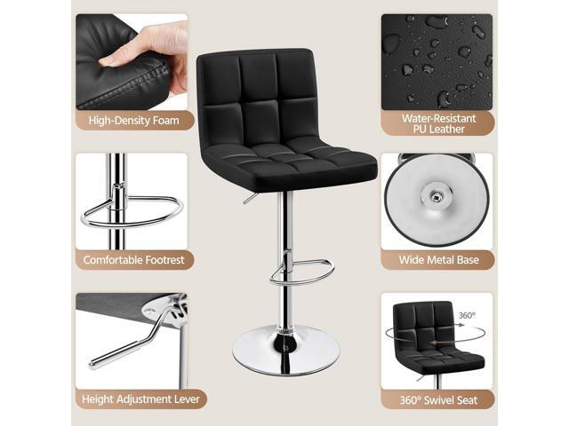 Yaheetech Bar Stools Set of 4, PU Leather Swivel Barstools, Height Adjustable Counter Chairs, Modern Stools with Back for Bar Kitchen Island Dining...