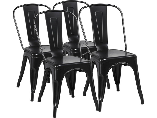 Yaheetech Metal Dining Chairs Set of 4, Industrial Stackable Kitchen Chairs with Back for Dining Room/Restaurant/Bistro/Patio, Indoor & Outdoor...