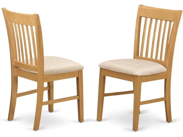 East West Furniture NFC-OAK-C Norfolk Kitchen Dining Chairs - Linen Fabric Upholstered Wood Chairs, Set of 2, Oak