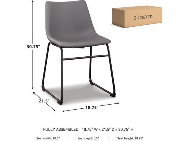 Signature Design by Ashley Centiar Casual Bucket Seat Dining Upholstered Side Chair with Black Metal Base, Set of 2, Faux Leather, 18.75' Seat...