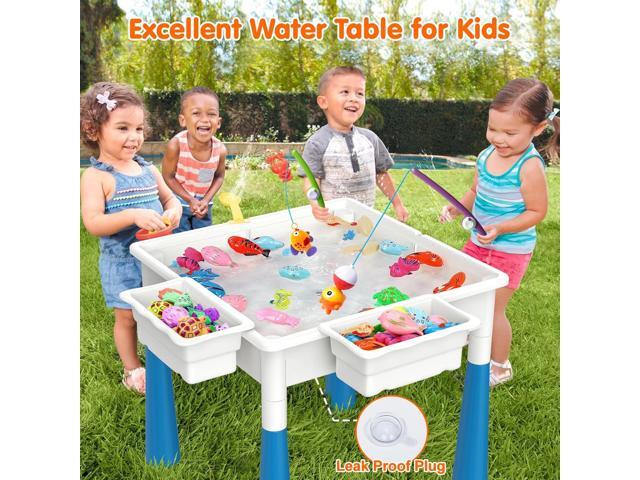 Arscniek Toddlers Activity Table 7 in 1 Kids Activity Tables and Chair Set with 152Pcs Large Marble Run Building Blocks, Sand/Water Tables, Kids...