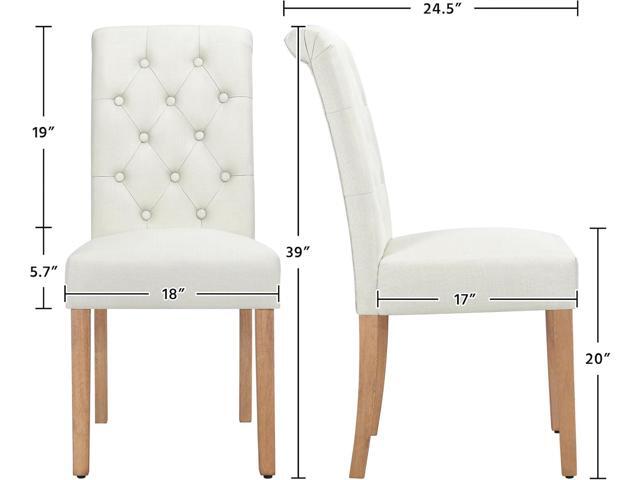 Yaheetech Dining Chairs Set of 2 Fabric Upholstered Dining Room Chairs with Button Tufted High Back and Solid Wood Legs for Kitchen/Living...