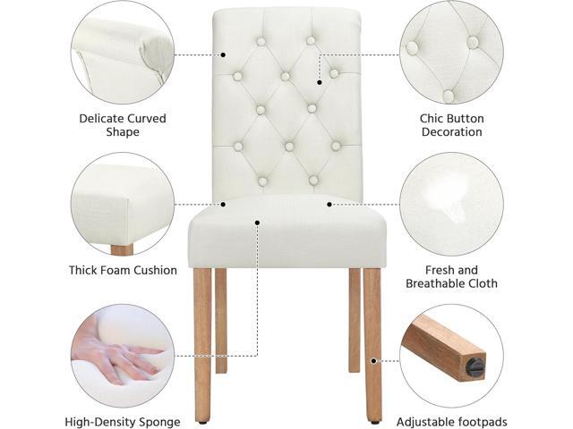 Yaheetech Dining Chairs Set of 2 Fabric Upholstered Dining Room Chairs with Button Tufted High Back and Solid Wood Legs for Kitchen/Living...