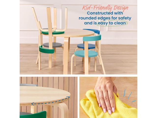 ECR4Kids Bentwood Table and Curved Back Chair Set, Kids Furniture, Contemporary, 5-Piece