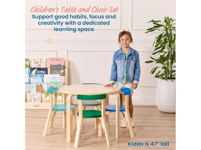 ECR4Kids Bentwood Table and Curved Back Chair Set, Kids Furniture, Contemporary, 5-Piece