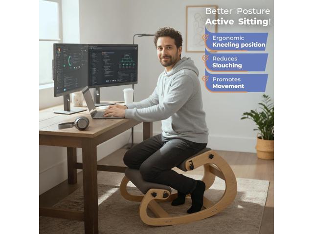 Ergonomic Kneeling Chair with Adjustable Seats - Knee Chair for Posture Correction & Kneel Rocking Stool for Desk - Back Pain Relief and Support...