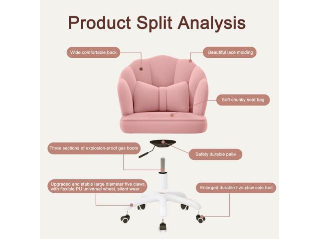 Vanity Chair Velvet Petal Desk Chair Upholstered Modern Tufted Home Office Chair with Back, Height Adjustable Computer Task Chair for Bedroom...