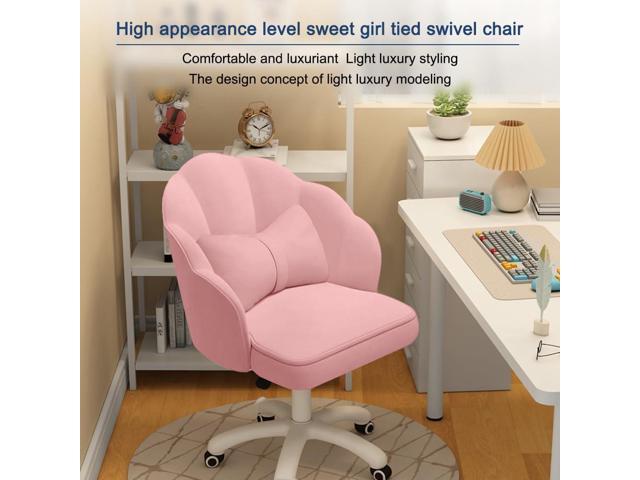 Vanity Chair Velvet Petal Desk Chair Upholstered Modern Tufted Home Office Chair with Back, Height Adjustable Computer Task Chair for Bedroom...