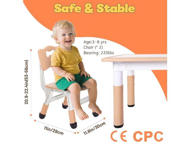 FUNLIO Adjustable Kids Chair (2pcs), 3 Level Height Adjustable Toddler Chair for Ages 3-8, Sturdy Child Chair with Maximum Bearing 220lbs, for...