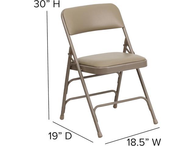 Flash Furniture 2 Pack HERCULES Series Curved Triple Braced & Double Hinged Beige Vinyl Metal Folding Chair
