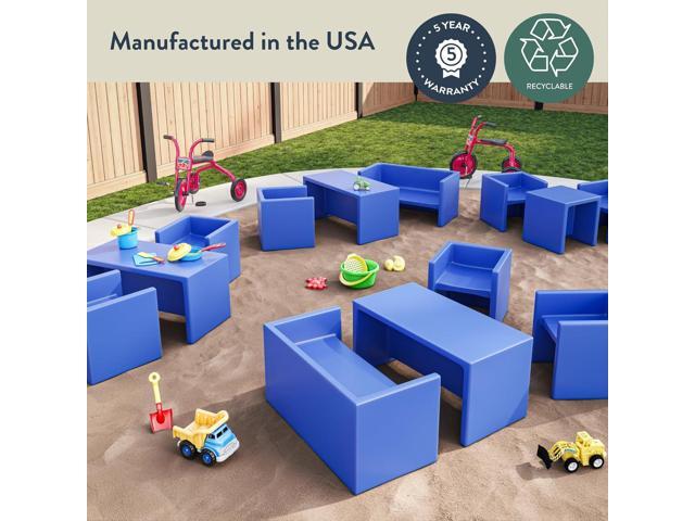 Children's Factory 3-in-1 Cube Chair for Kids, Flexible Seating Classroom Furniture, 1-Pack, Sky Blue