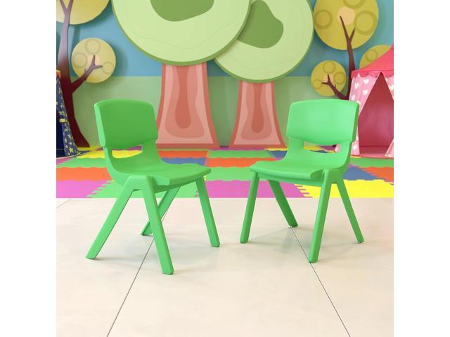 Flash Furniture Whitney 2 Pack Green Plastic Stackable School Chair with 15.5' Seat Height