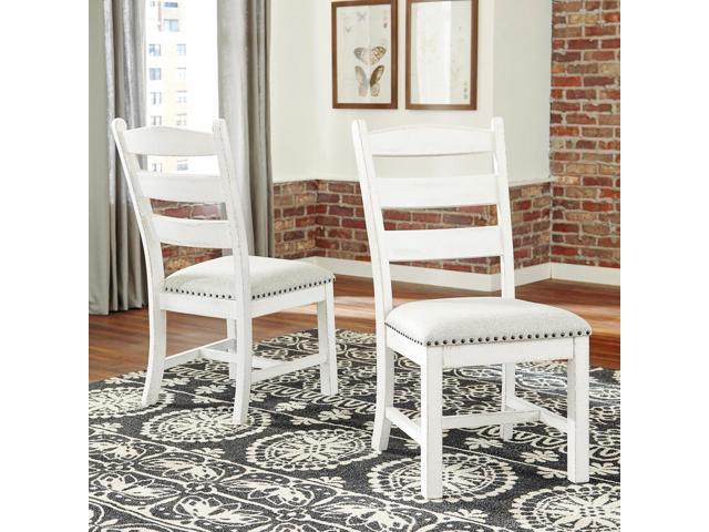 Signature Design by Ashley Valebeck Vintage Farmhouse Cushioned Dining Chair, 2 Count, Whitewash