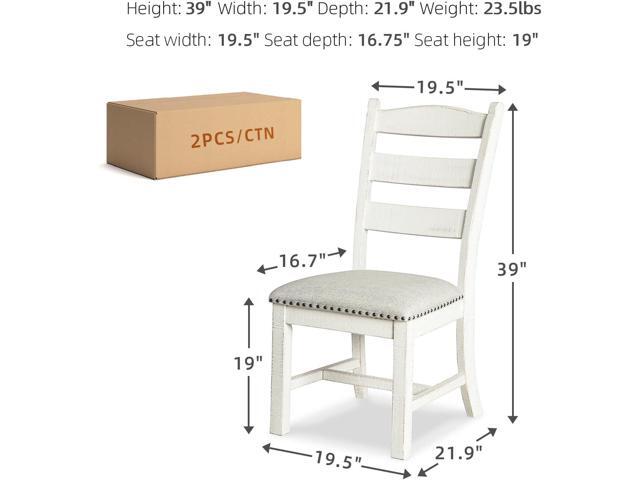 Signature Design by Ashley Valebeck Vintage Farmhouse Cushioned Dining Chair, 2 Count, Whitewash