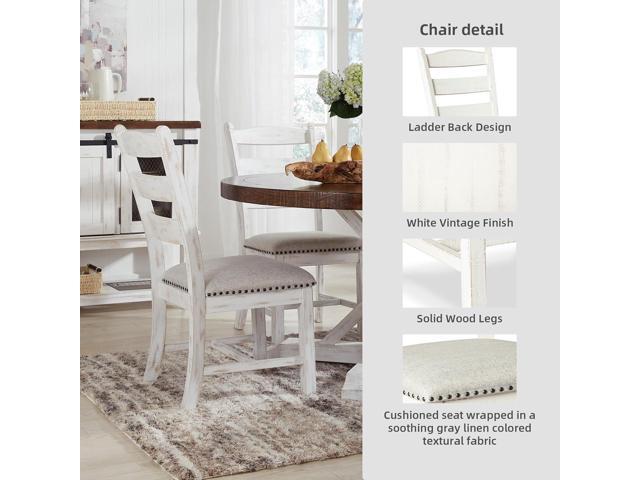Signature Design by Ashley Valebeck Vintage Farmhouse Cushioned Dining Chair, 2 Count, Whitewash