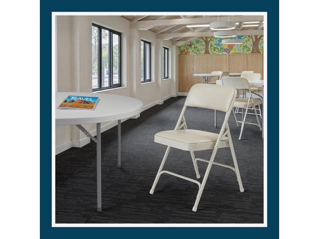 OEF Furnishings OEF1200 Series Premium Heavy Duty Vinyl Padded Folding Chairs, Commercial Grade 500 lb Capacity (4-Pack, Warm Gray)