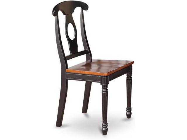 East West Furniture KEC-BLK-W Kenley Kitchen Dining Chairs - Napoleon Back Solid Wood Seat Chairs, Set of 2, Black & Cherry