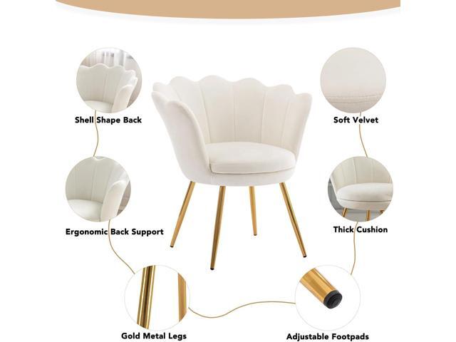 chairus Small Accent Chair for Living Room, Velvet Gold Cute Vanity Chair with Back for Makeup Room, Upholstered Shell Shaped Office Guest Modern...