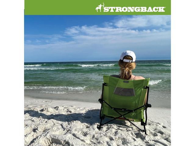 STRONGBACK Beach Chairs - Low Gravity Recliner Portable Beach Chair - with Built-in Lumbar Support, Heavy Duty Folding Beach Chairs, Great for Travel