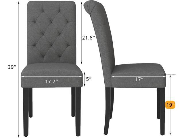Upholstered Dining Chairs Set of 2,Tufted Parsons Kitchen Chair with Solid Wood Legs, Modern Fabric Side Chair for Dining Room/Restaurant(2pcs,Gray)