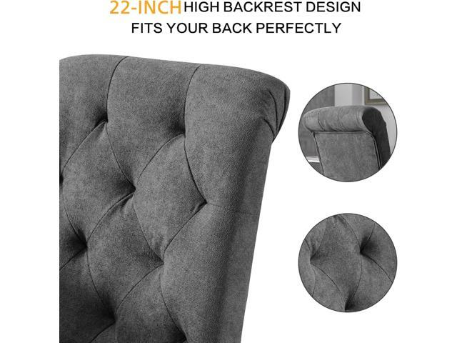 Upholstered Dining Chairs Set of 2,Tufted Parsons Kitchen Chair with Solid Wood Legs, Modern Fabric Side Chair for Dining Room/Restaurant(2pcs,Gray)