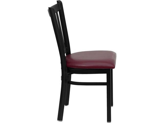 Flash Furniture HERCULES Series Black Vertical Back Metal Restaurant Chair - Burgundy Vinyl Seat