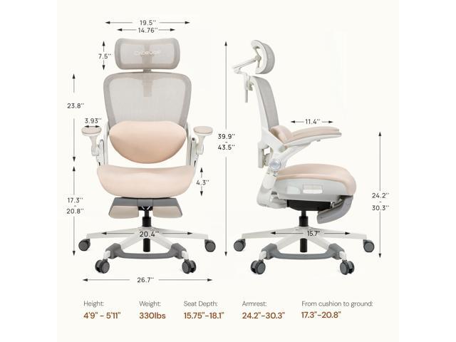 CABEVIBE S2 Petite Ergonomic Office Chair Gaming Chair for Women High Back Mesh Office Desk Chairs with Adjustable Lumbar, Headrest & Footrest