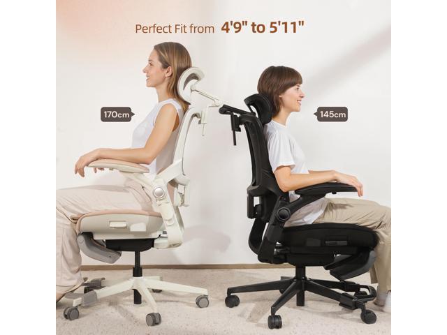 CABEVIBE S2 Petite Ergonomic Office Chair Gaming Chair for Women High Back Mesh Office Desk Chairs with Adjustable Lumbar, Headrest & Footrest