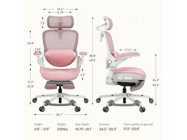 CABEVIBE S2 Petite Ergonomic Office Chair Gaming Chair for Women High Back Mesh Office Desk Chairs with Adjustable Lumbar, Headrest & Footrest