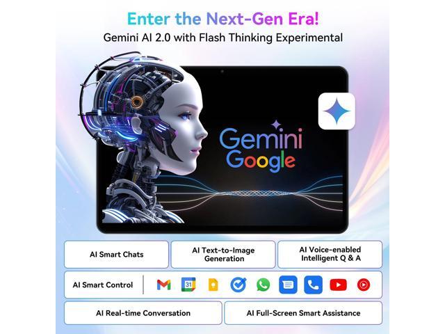 TABWEE 10' Android 15 Tablet with Gemini AI, 12GB RAM 128GB ROM, 120Hz Display, WiFi 6, 6000mAh Fast Charge Gaming, Work & Study, 2-Year Warranty