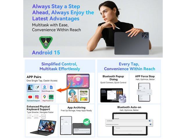 TABWEE Android 15 Tablet 11 Inch FHD Display, 24GB RAM 256GB ROM /2TB TF, T615 Octa-Core AI Tablets, 8000mAh/18W Fast Charge, 5G WiFi & 16MP...