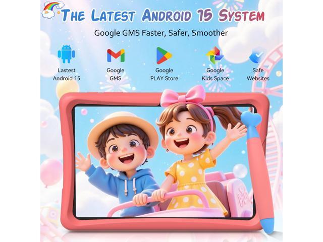 TABWEE Kids Tablet 10 inch, Android 15 Tablets for kids, Parental Control, Pre-Installed Kiddos Software & Kids Space, Includes Case and Stylus...