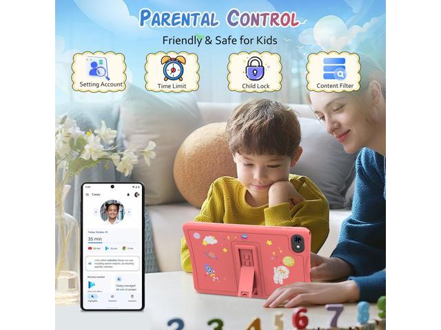 TABWEE Kids Tablet 10 inch, Android 15 Tablets for kids, Parental Control, Pre-Installed Kiddos Software & Kids Space, Includes Case and Stylus...