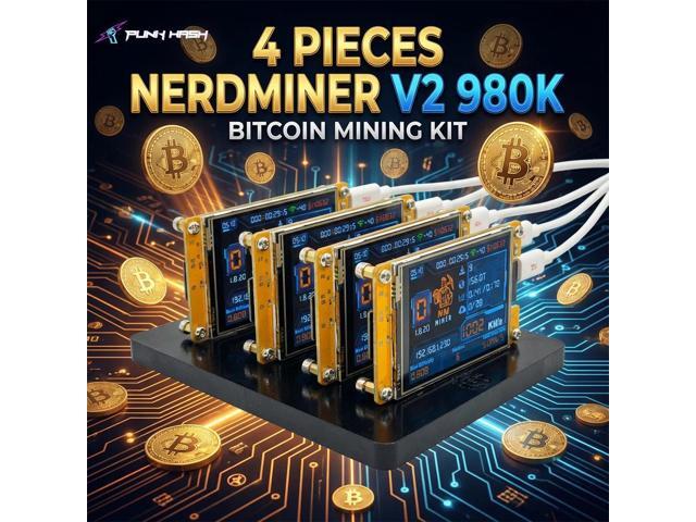 4 pieces NerdMiner V2 NMMiner ESP-2.8 inch Smart Screen Hashrate 980k h/s Crypto Solo Lottery NMMiner V2 Pro