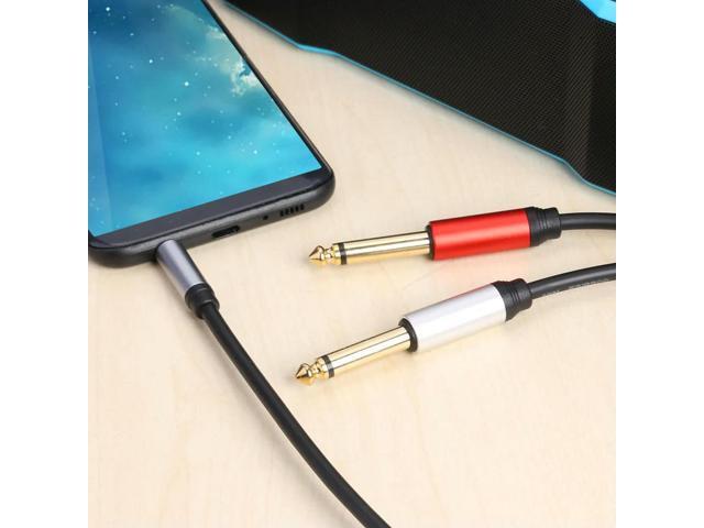 1.8m 3.5mm To Double 6.35mm TRS Cable Gold Plated 3.5mm TRS To 6.35mm TS Adapter Audio Stereo Cable for Mixer Amplifier Speaker