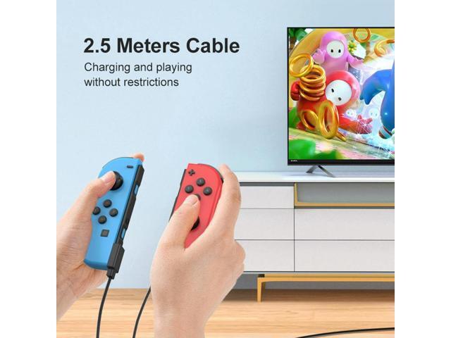 USB Charger Cable for Joycon Controller 2 in 1 Portable Charging Cable 2.5M Charging Cord for Switch Controller Charger