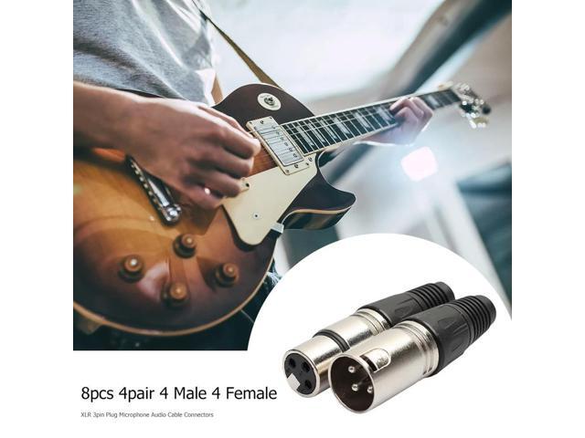 8pcs Audio Microphone Connector 4 Male 4 Female 3Pin MIC Jack Plug Zinc Alloy Socket Panel Mount Chassis for Mixer Amplifier