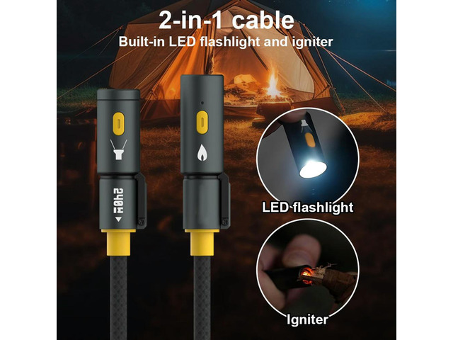 240W USB C Multi Charging Cable with Lighter & LED Light Multiple Charger Cord for 16 Pro Max/Pad/Phones/Tablets/Laptop