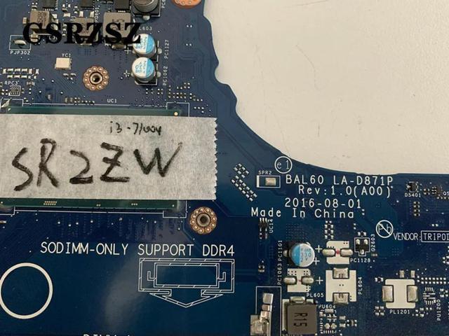 For Inspiron 5468 5568 Laptop motherboard LA-D871P CN-0DMD9K 0DMD9K DMD9K with i3-7100u CPU Tested worked