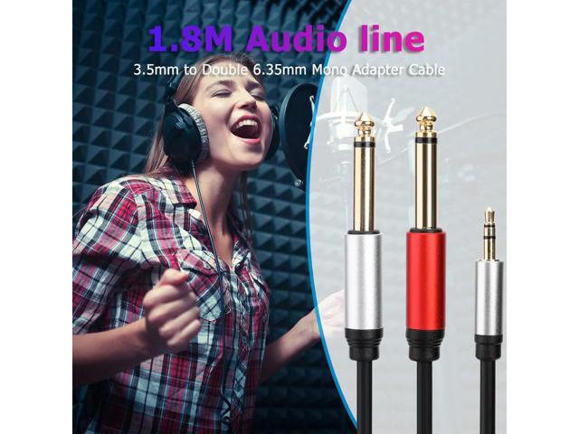 1.8m 3.5mm To 6.35mm Adapter Audio Cable Gold Plated 3.5mm To Double 6.35mm TRS Cable Aluminum Housing for Home Stereo System