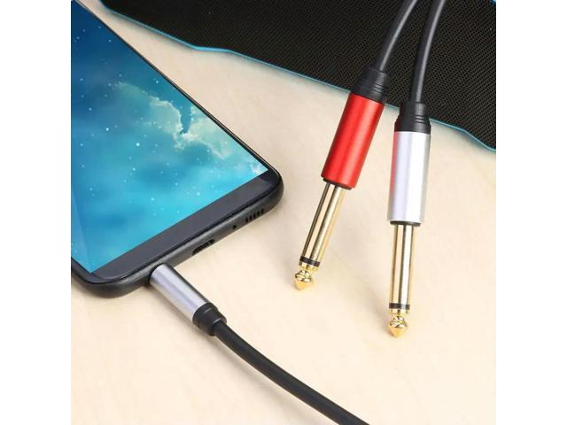 1.8m 3.5mm To Double 6.35mm TRS Cable Aluminum Housing 3.5mm TRS To 6.35mm TS Adapter Audio Stereo Cable for Home Stereo System