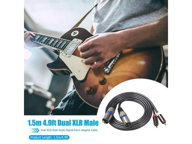 Dual XLR Male To Dual RCA Male Audio Line 1.5m/4.9ft Audio Cable Adapter Wire Black for Microphone Mixer Headphone Amplifier