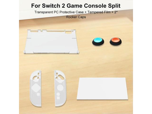 For Nintendo for Switch 2 Detachable Transparent Case Shell Screen Protector & Thumb Grip Caps Clear Protector Game Console Case