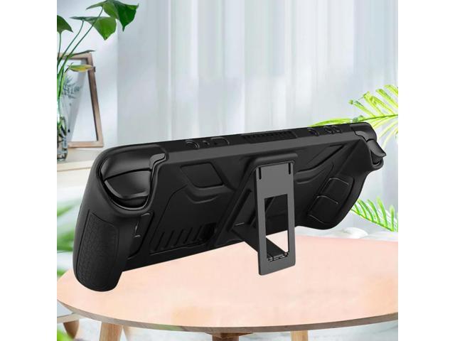Silicone Case Anti Slip Soft Shell Game Console Full Cover with Foldable Bracket Replacement Accessories for Steam Deck